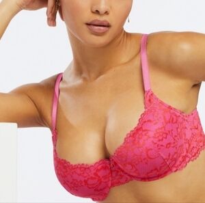 Sz 38B NWT Pink Rihanna Savage X Fenty Floral Lace Balconette